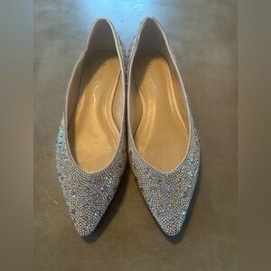 SPARKLING Betsey Johnson Jude Ballet Flat 8 wicked aurora borealis crystal